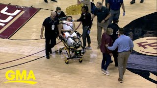 College basketball player collapses on court l GMA [upl. by Amzaj281]