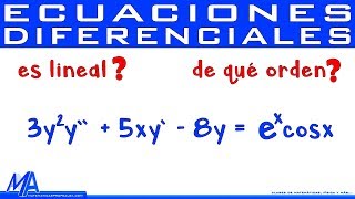 Orden y linealidad de las Ecuaciones Diferenciales [upl. by Anceline920]