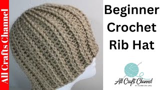 How to Crochet rib stitch hat crochet tutorial [upl. by Linsk]