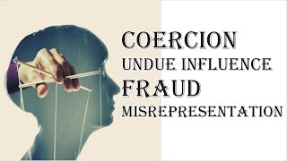 Coercion Undue Influence Fraud Misrepresentation  Indian Contract Act 1872  Law Guru [upl. by Eidnalem]