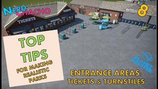 8  Entrance Tickets Turnstiles  Planet Coaster Tutorial  Realistic Looking Parks [upl. by Tennes82]