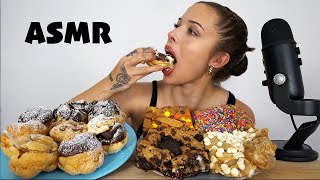 ASMR Eating Cream Puffs amp HUGE Brownies whispered [upl. by Tarttan]