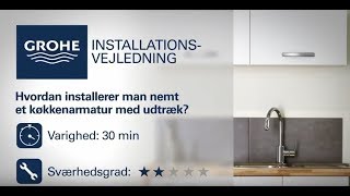 Installation af vandhane med udtræk  GROHE [upl. by Alegnatal204]