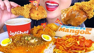 ASMR JOLLIBEE SPICY FRIED CHICKEN NOODLES amp MANGO PIE MUKBANG ASMR Phan [upl. by Dorison]