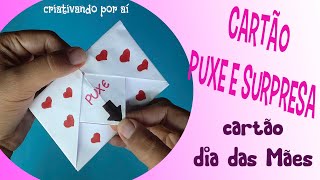 CARTÃO ORIGAMI PUXE E SURPRESA I CARTÃO PARA O DIA DAS MÃES✉📜👩 [upl. by Enoed]