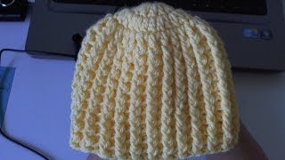 How to crochet Easy Ribbed Beanie  Hat Style 1 [upl. by Bear736]