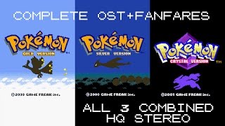 Pokemon GoldSilverCrystal Soundtrack HQ STEREO COMPLETE OST amp FANFARES [upl. by Maegan]