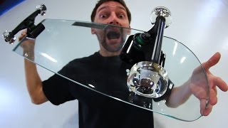 KICKFLIPPING A GLASS SKATEBOARD WITH GLASS WHEELS  YOU MAKE IT WE SKATE IT EP 72 [upl. by Morena]