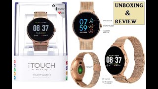 iTouch Sport Round Smartwatch Unboxing and Review Waterproof MultiSports Mode for Android amp iOS [upl. by Aldercy]