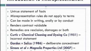 Misrepresentation Lecture 1 of 4 [upl. by Imelida]