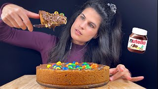 ASMR  NUTELLA MampM COOKIE PIE  EATING SOUNDS [upl. by Larual]