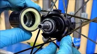 EP87 Mavic Aksium Race rear hub service 12 Disassembly [upl. by Semela]