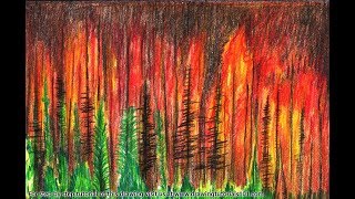 How to Draw a Forest Fire Step by Step  very easy [upl. by Yllim]